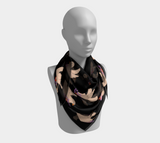 Doves on Black Square Scarf