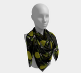 Pears on Black Square Scarf