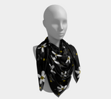 Daisies on Black Square Scarf