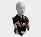 Doves on Black Square Scarf